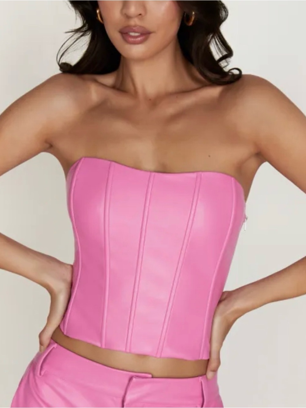 Meshki Pink Strapless Corset Top